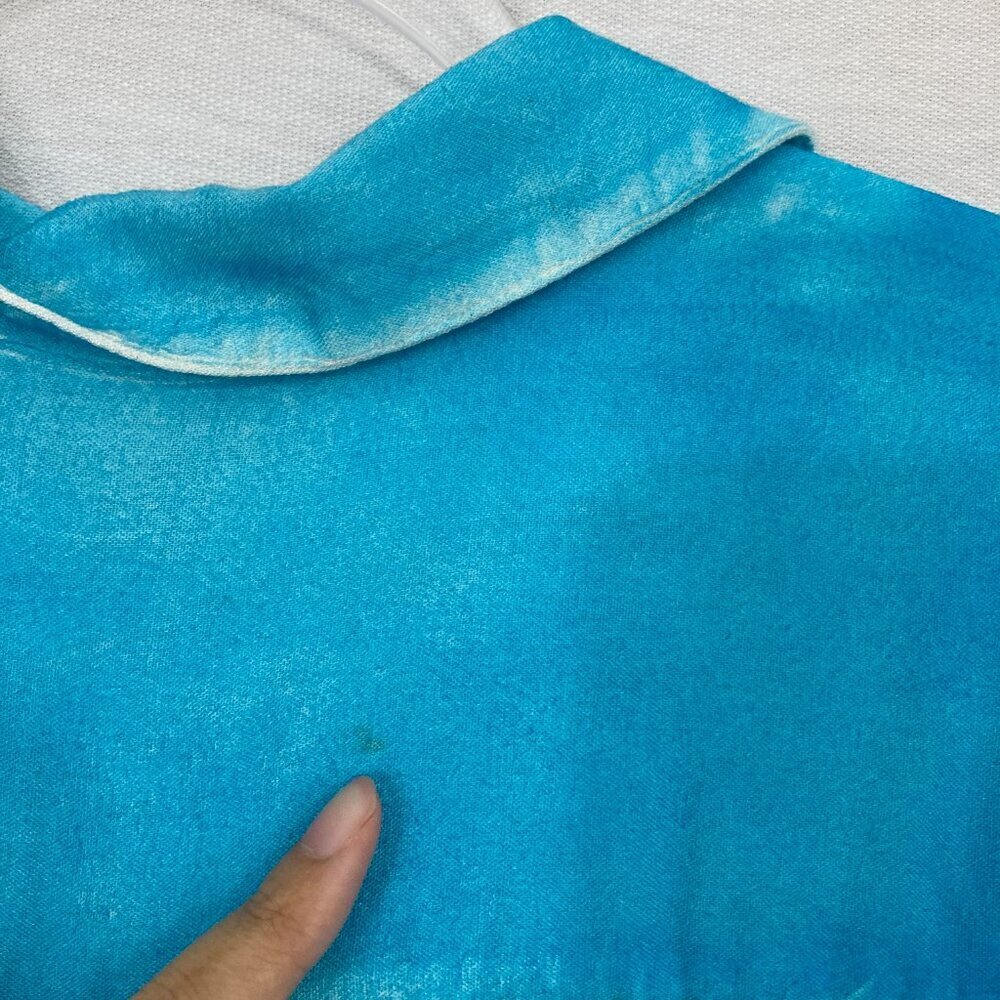 New Chico's Blue Aqua Color‎ Spray Ultra Soft Flowy Button Down XL/3 Preppy - Picture 12 of 12